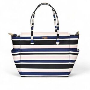 Kate Spade Striped Tote Bag - Black, White, Pink, Blue GUC